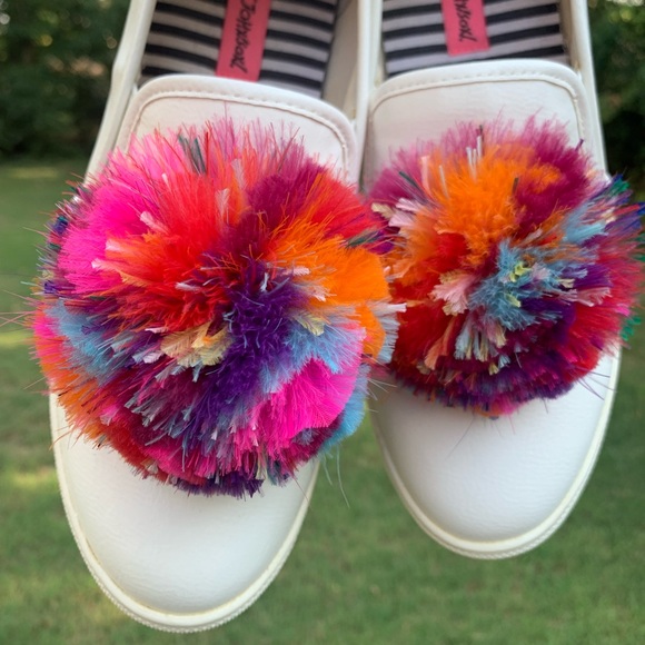 Betsey Johnson Feather Pom-Pom Leather Sneakers - Picture 5 of 16